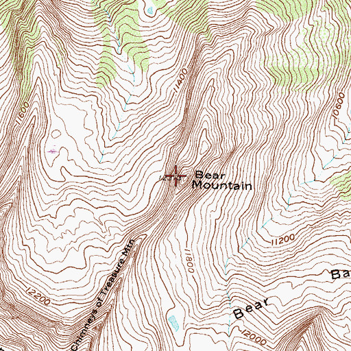Topographic Map of Bear Mountain, CO