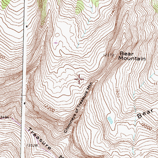 Topographic Map of Chimneys of Treasure Mountain, CO