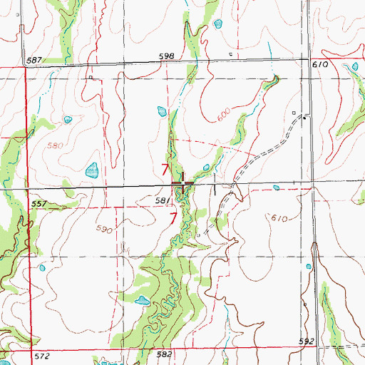 Topographic Map of Boatner Lake Dam, OK