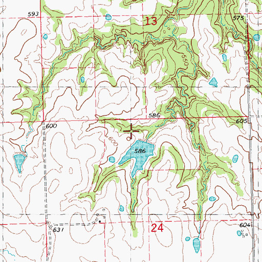 Topographic Map of Fowler Lake Dam, OK