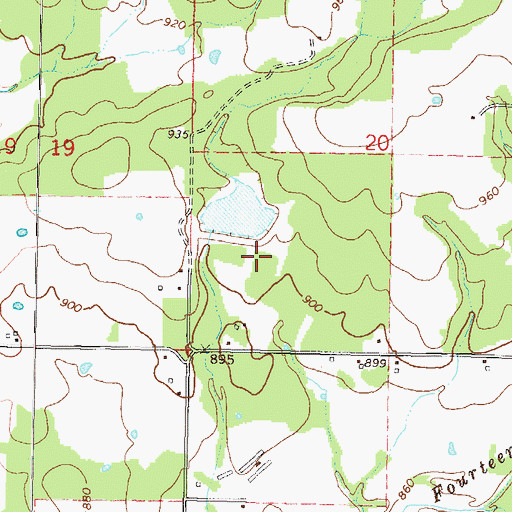 Topographic Map of Fourteen Mile Creek Site 2 Dam, OK