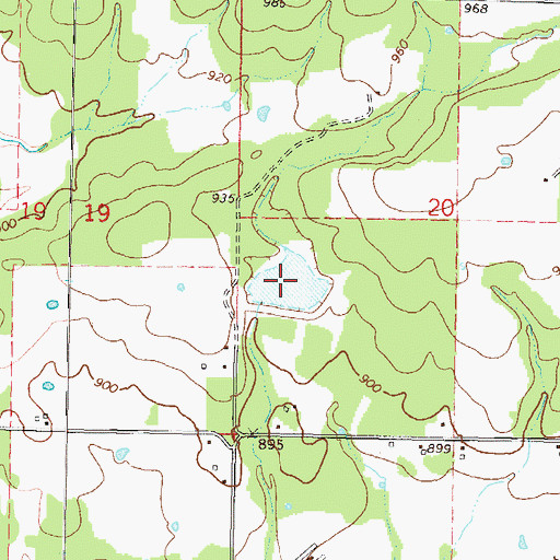 Topographic Map of Fourteen Mile Creek Site 2 Reservoir, OK