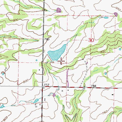 Topographic Map of Oknoname 135003 Dam, OK
