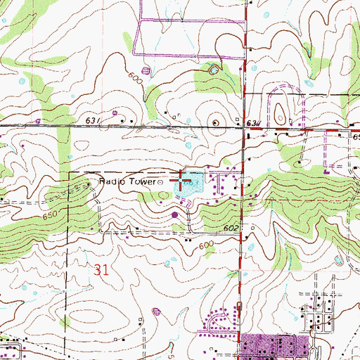 Topographic Map of Sallisaw City Lake Dam, OK