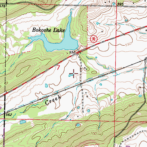 Topographic Map of Bokoshe Lake Dam, OK