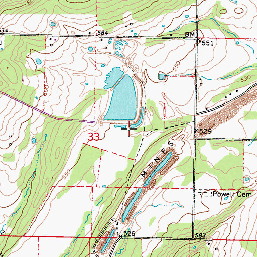 Topographic Map of Sienickie Lake Dam, OK