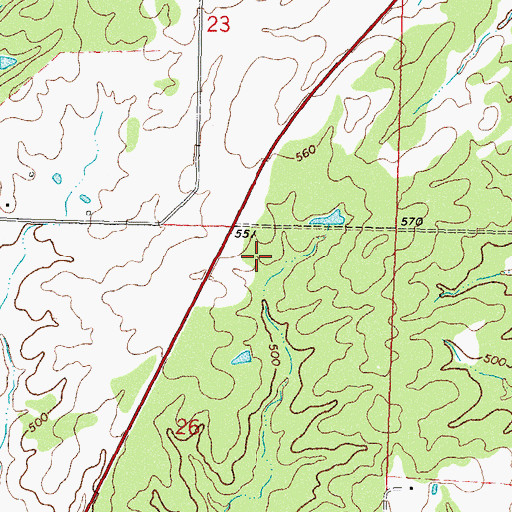 Topographic Map of Oknoname 127009 Dam, OK