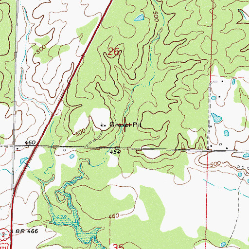 Topographic Map of Oknoname 127008 Reservoir, OK