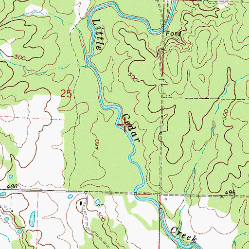 Topographic Map of Oknoname 127007 Dam, OK