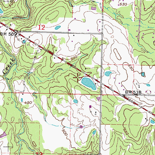 Topographic Map of Oknoname 127006 Dam, OK