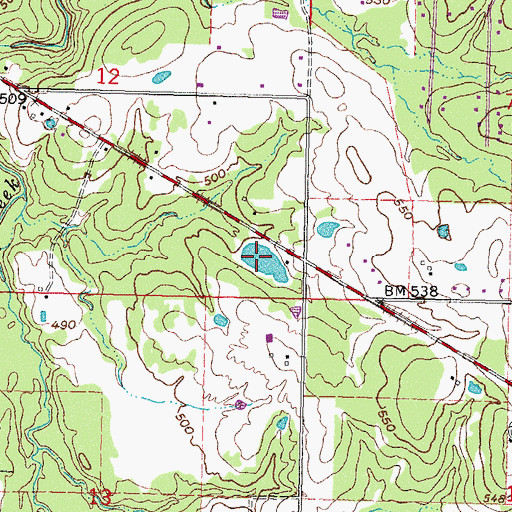 Topographic Map of Oknoname 127006 Reservoir, OK