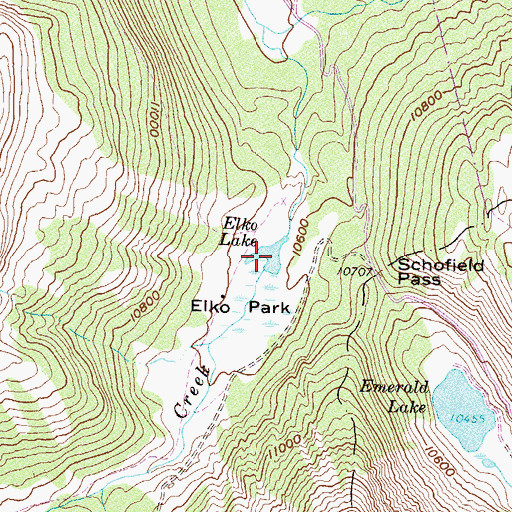 Topographic Map of Elko Lake, CO