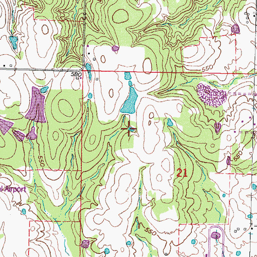 Topographic Map of Oknoname 127002 Reservoir, OK
