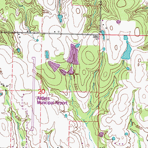Topographic Map of Oknoname 127001 Dam, OK
