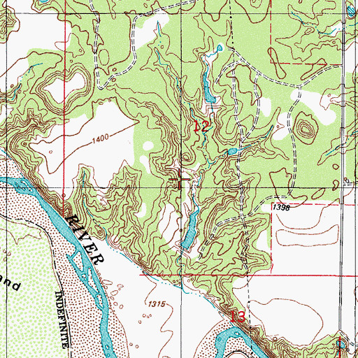 Topographic Map of Mitchell Lake Dam, OK