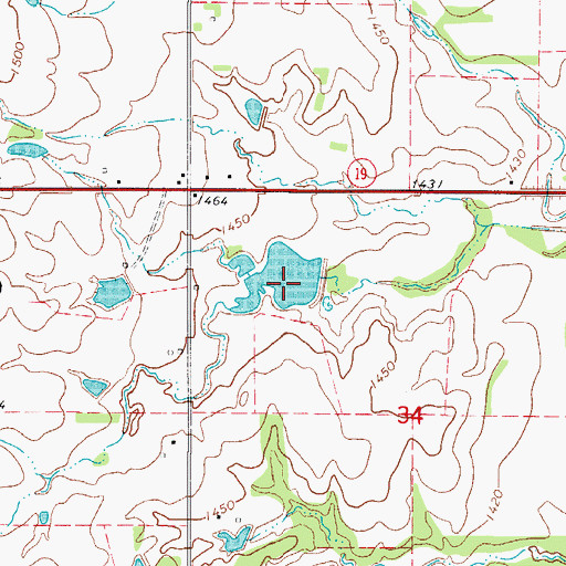 Topographic Map of Oknoname 065001 Dam, OK