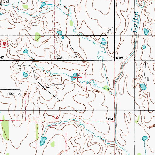 Topographic Map of Oknoname 141007 Dam, OK