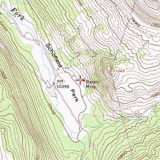 Topographic Map of Baroni Mine, CO