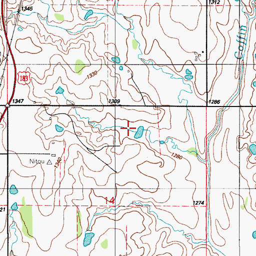 Topographic Map of Oknoname 141007 Reservoir, OK
