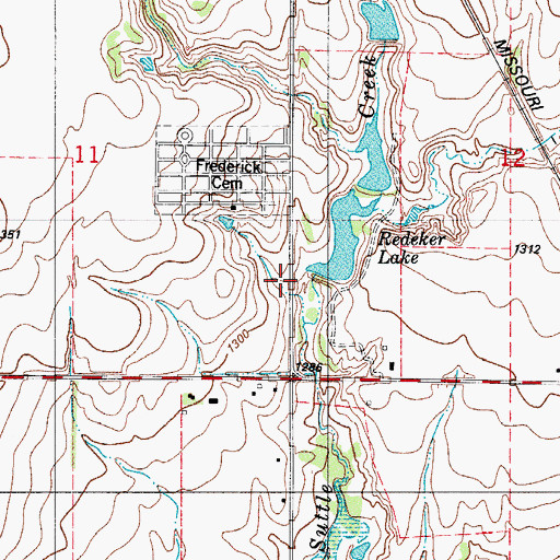 Topographic Map of Redeker Lake Dam, OK