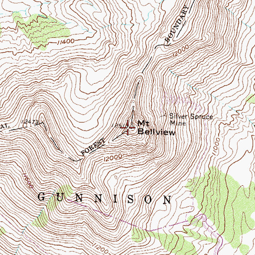 Topographic Map of Mount Bellview, CO