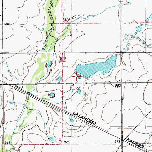 Topographic Map of Oknoname 033033 Reservoir, OK