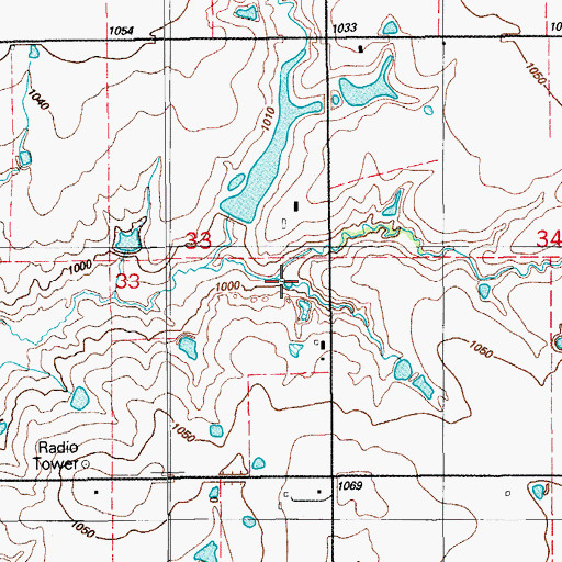 Topographic Map of Oknoname 033008 Reservoir, OK