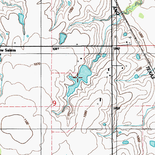 Topographic Map of Oknoname 033010 Reservoir, OK