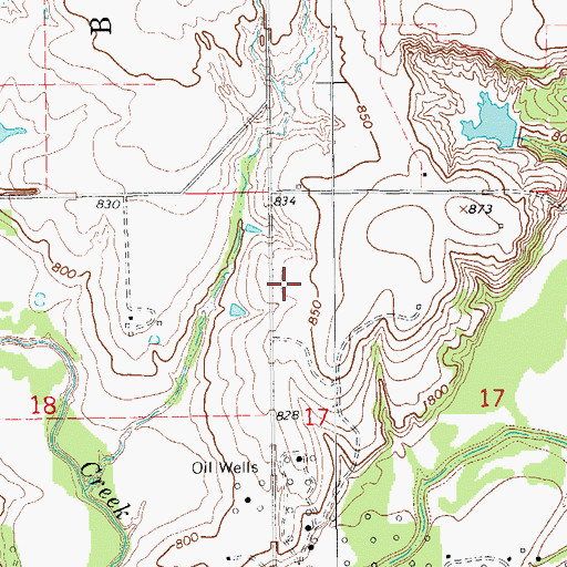 Topographic Map of Reagan Lake Dam, OK