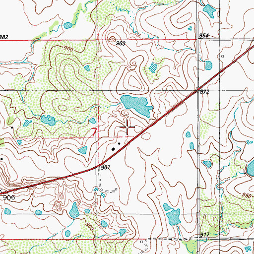 Topographic Map of Oknoname 067002 Dam, OK