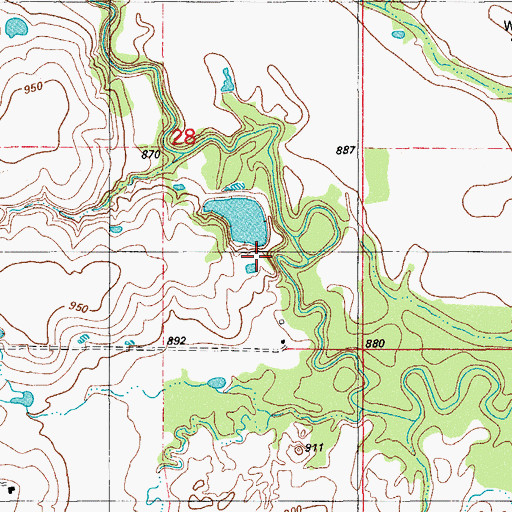 Topographic Map of Oknoname 067003 Dam, OK
