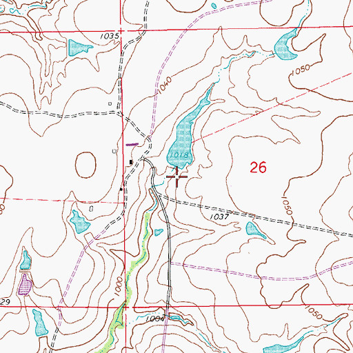 Topographic Map of Oknoname 067004 Dam, OK