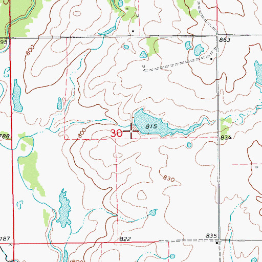 Topographic Map of Oknoname 067006 Dam, OK