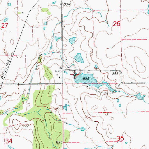 Topographic Map of Oknoname 067008 Dam, OK