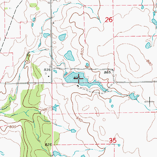 Topographic Map of Oknoname 067008 Reservoir, OK