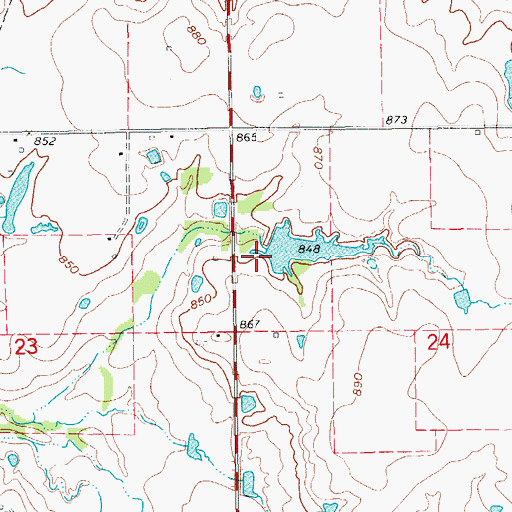 Topographic Map of Oknoname 067009 Dam, OK