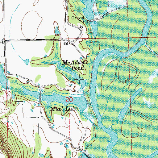Topographic Map of McAdams Pond Dam, OK