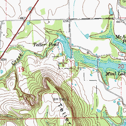 Topographic Map of Teller Pond Dam, OK