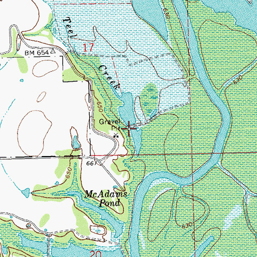Topographic Map of Teal Pond Dam, OK