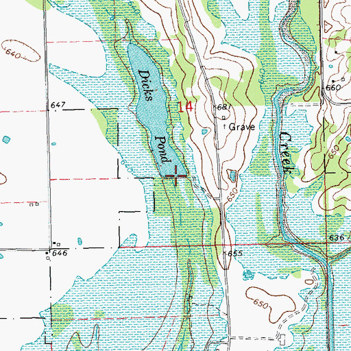Topographic Map of Dicks Pond Dam, OK