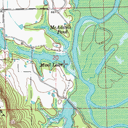 Topographic Map of Muel Lake Dam, OK
