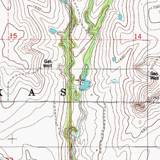 Topographic Map of Oknoname 149006 Dam, OK