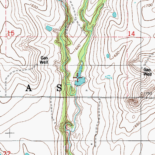 Topographic Map of Oknoname 149006 Reservoir, OK