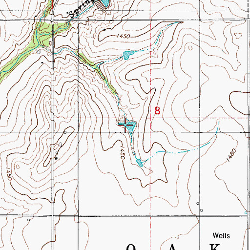 Topographic Map of Oknoname 149012 Reservoir, OK