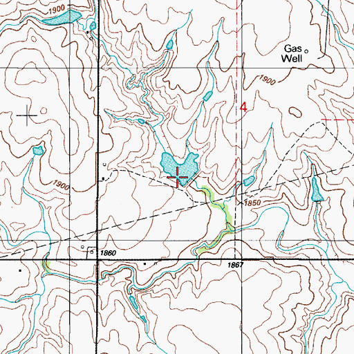 Topographic Map of Oknoname 149020 Dam, OK