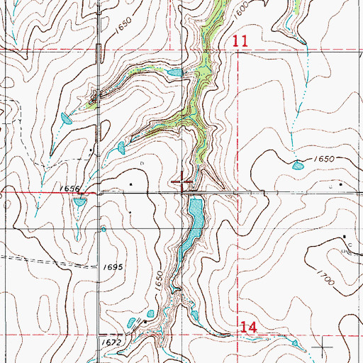 Topographic Map of Oknoname 149022 Dam, OK