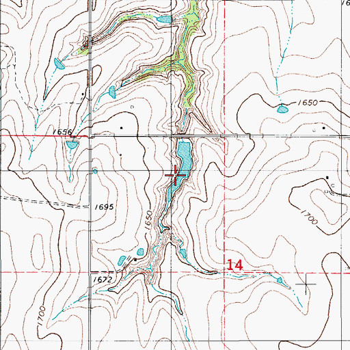 Topographic Map of Oknoname 149022 Reservoir, OK