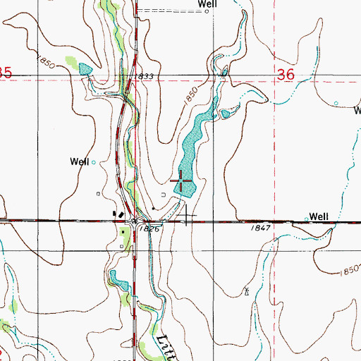 Topographic Map of Oknoname 149032 Dam, OK