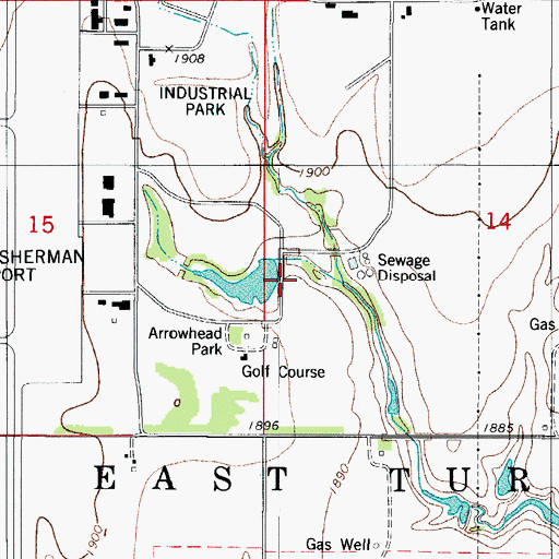 Topographic Map of Clinton-Sherman Reservoir Reservoir, OK