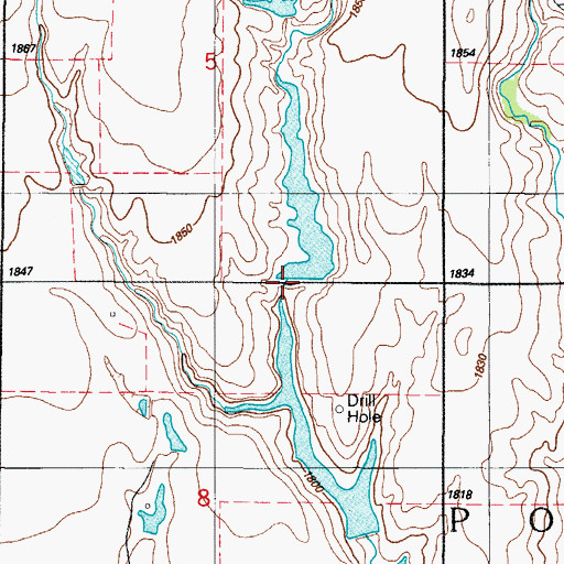 Topographic Map of Whitledge Number 1 Dam, OK